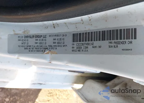 2015 Chrysler 200 S z USA, uszkodzony, nr VIN 1C3CCCBG7FN581142